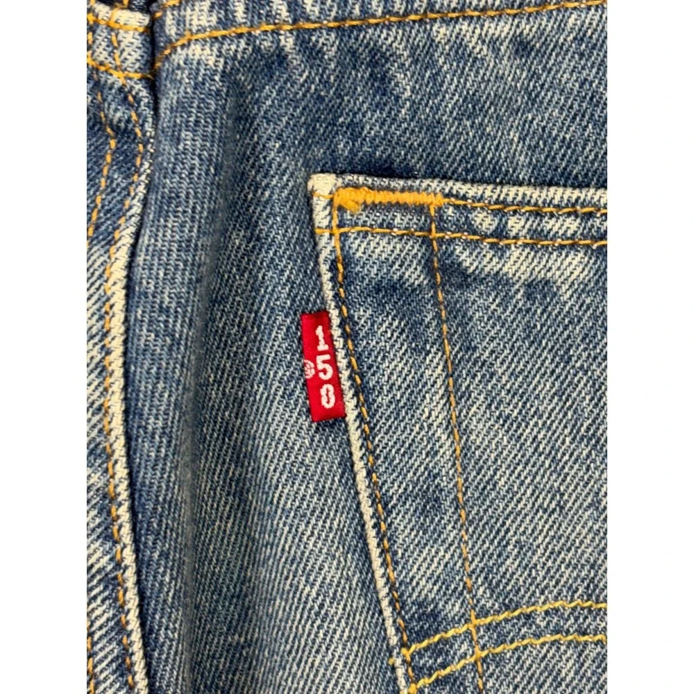 Levis 501 150th Anniversary Mens Distressed Straight Leg Jeans Blue W34 L38